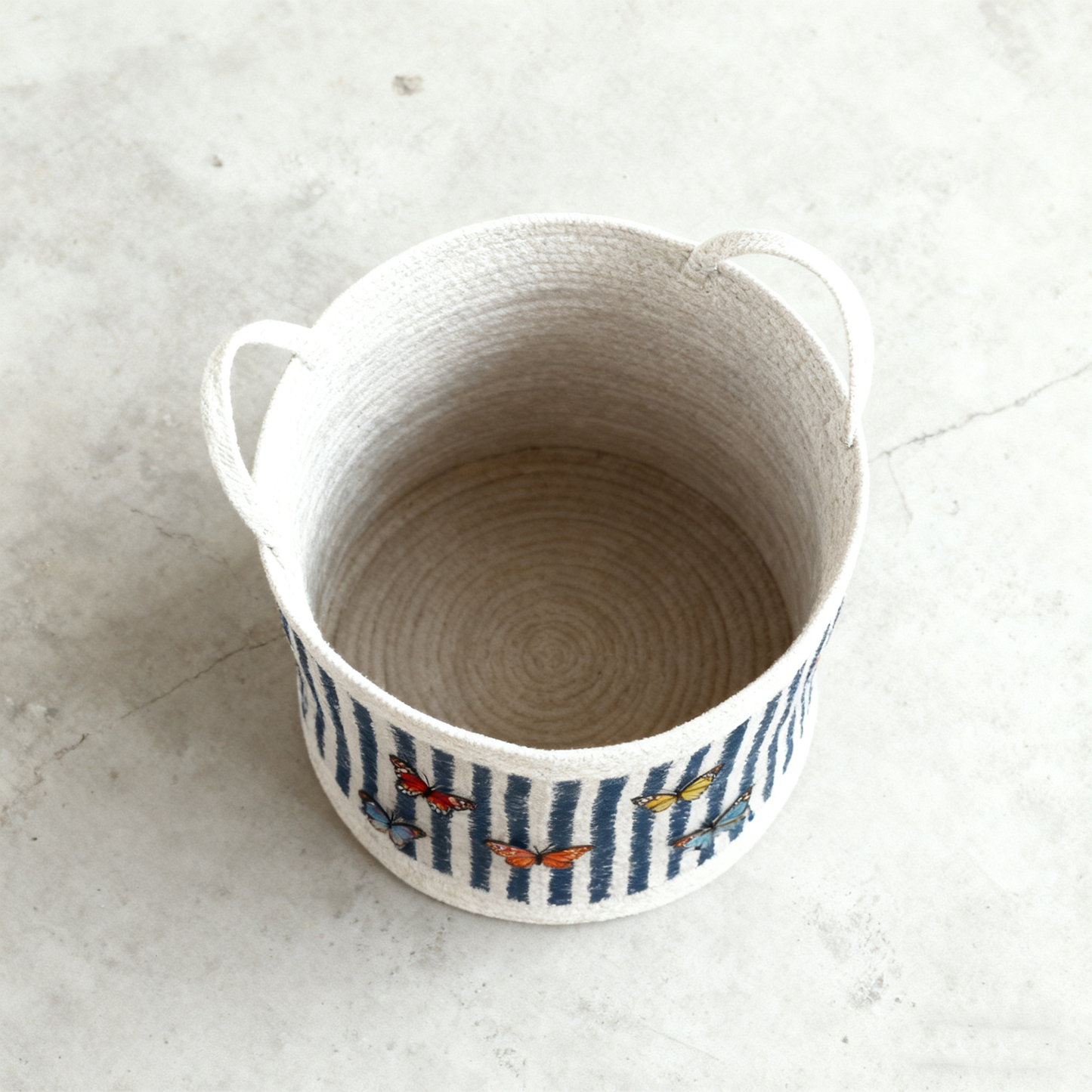 Noir Jute Striped Basket