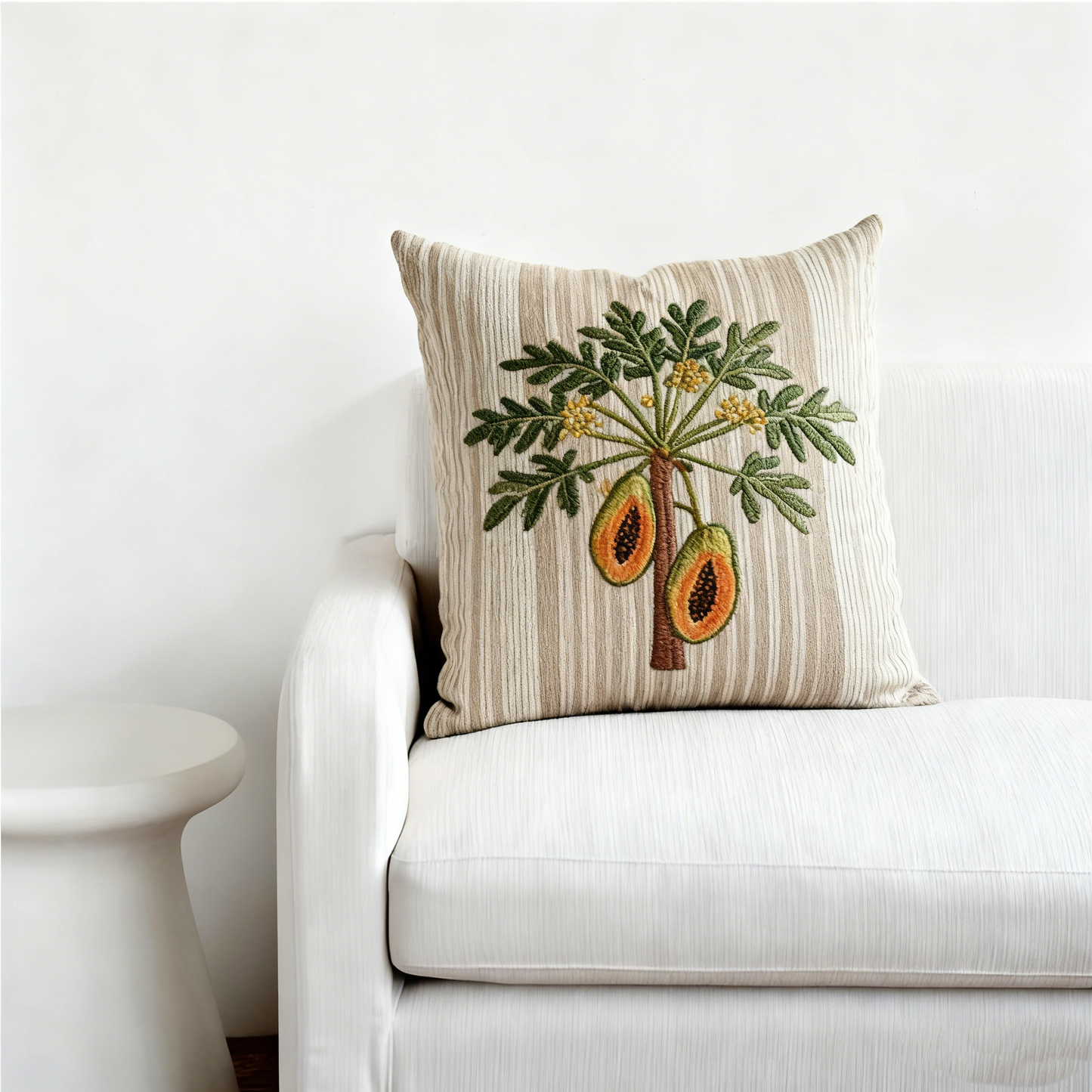 Papaya Tree Himesh Beige Cushion Cover - 55cm x 55cm