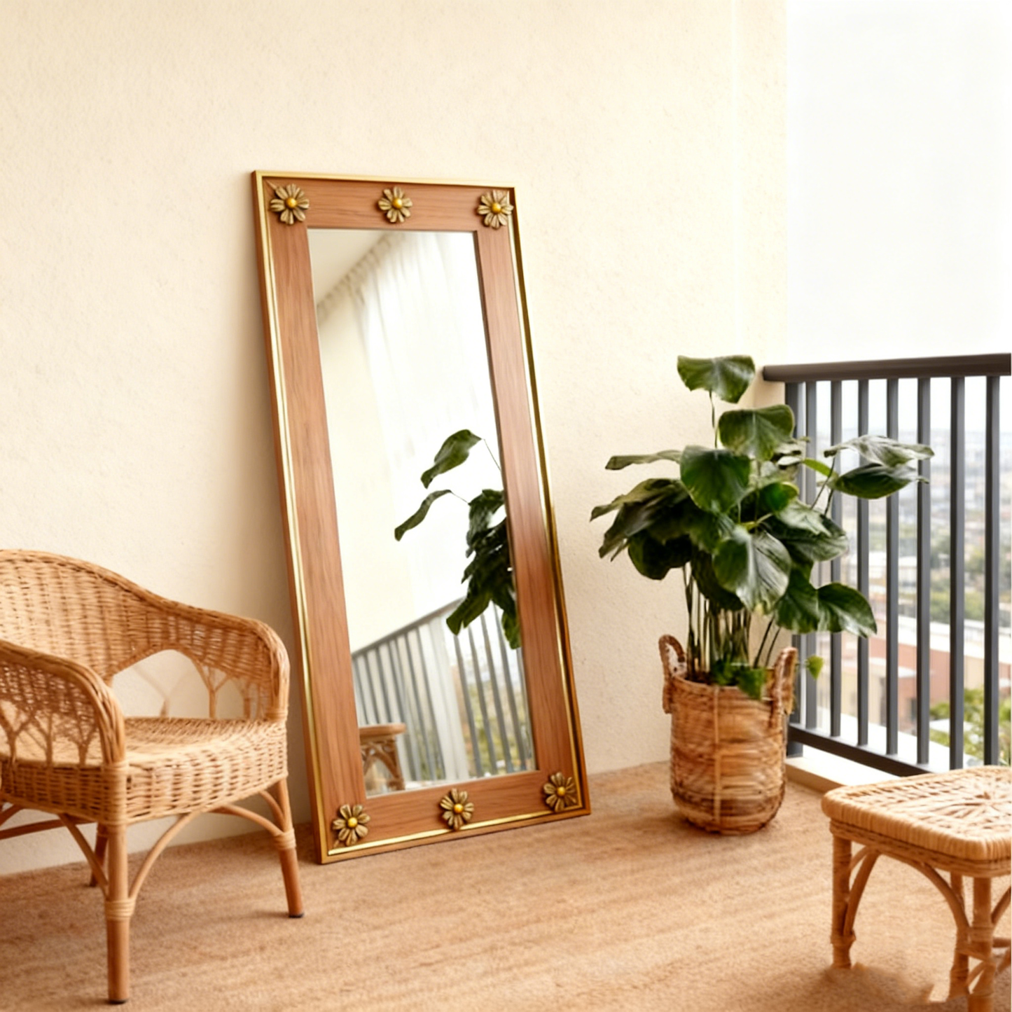 Manado White Washed Carved Mirror - 80cm x 180cm