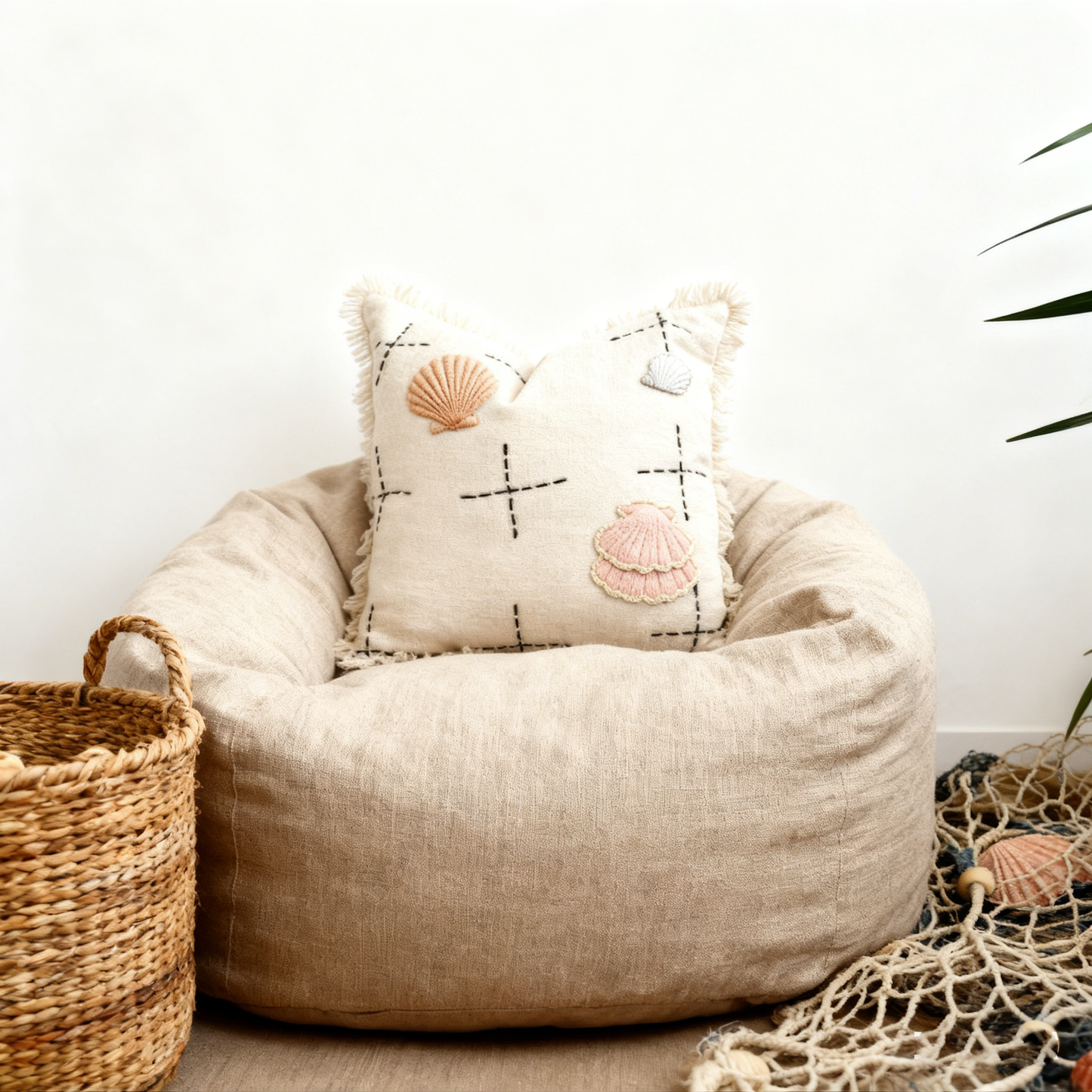 Lalabella Cross-Stitch Seashell Pillowcase - 55cm x 55cm