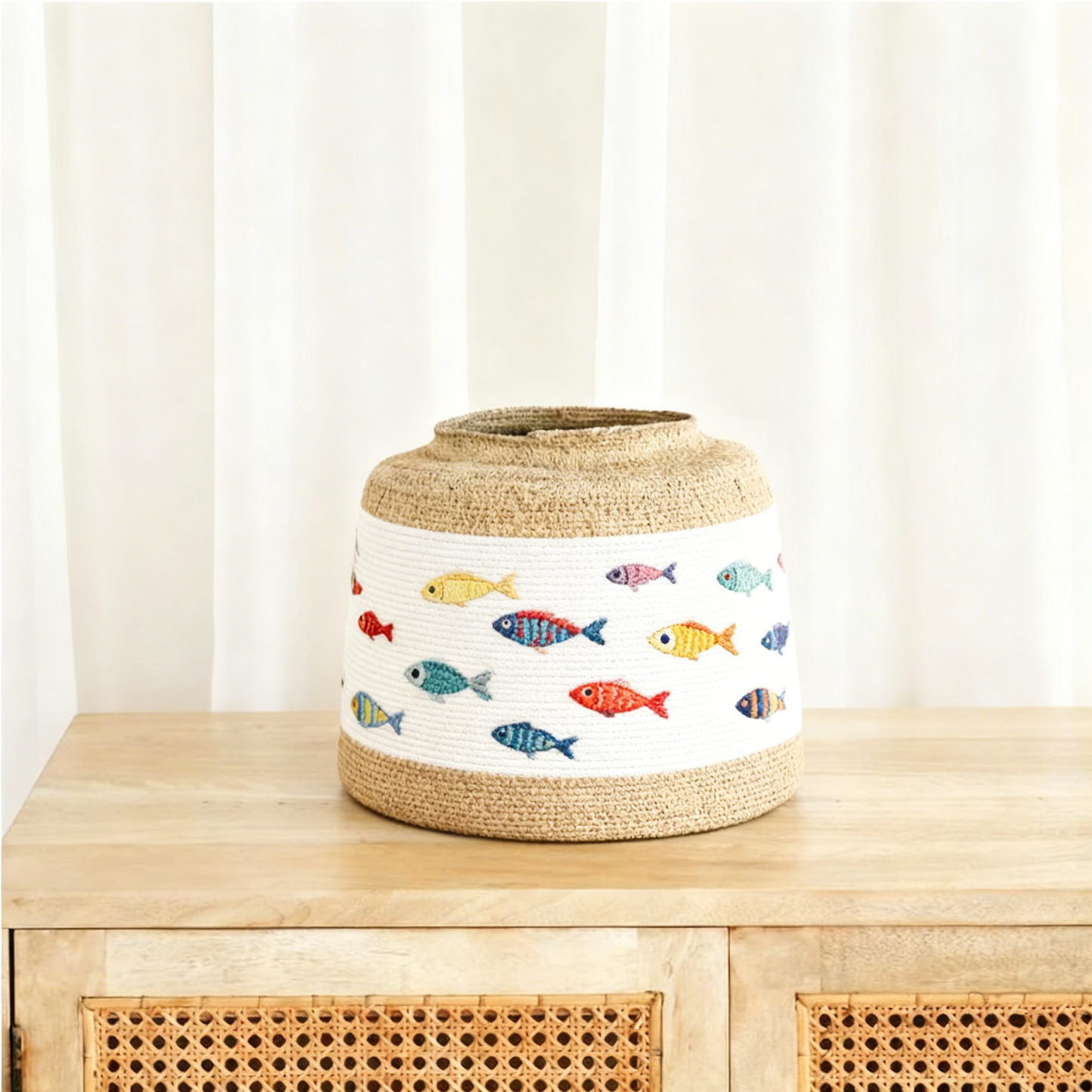 Zouk Woven Basket with Thick Stripes