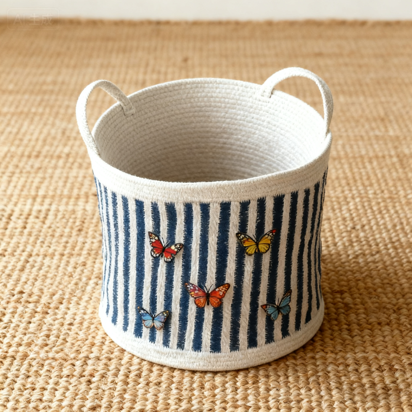 Noir Jute Striped Basket