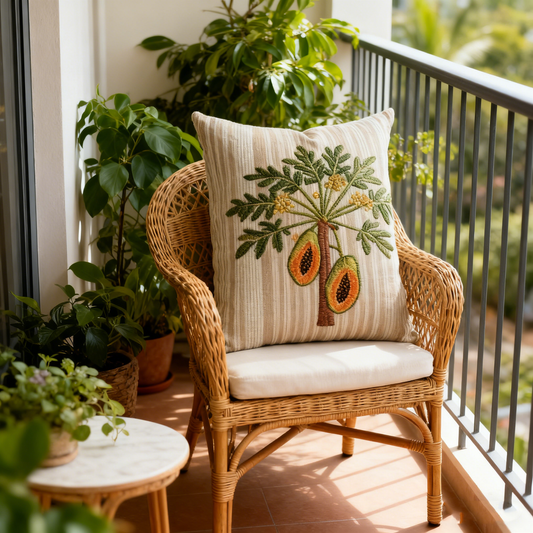 Papaya Tree Himesh Beige Cushion Cover - 55cm x 55cm