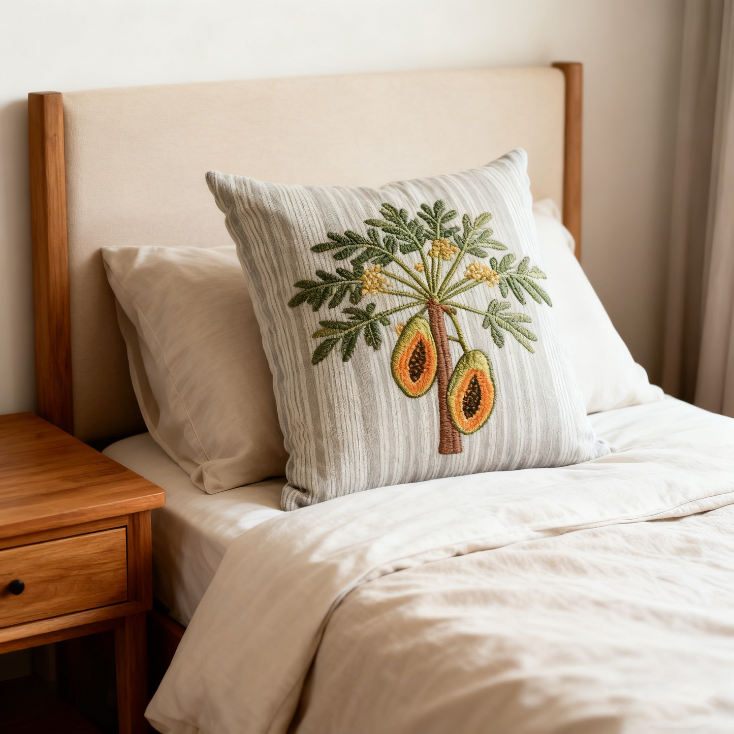 Papaya Tree Himesh Beige Cushion Cover - 55cm x 55cm