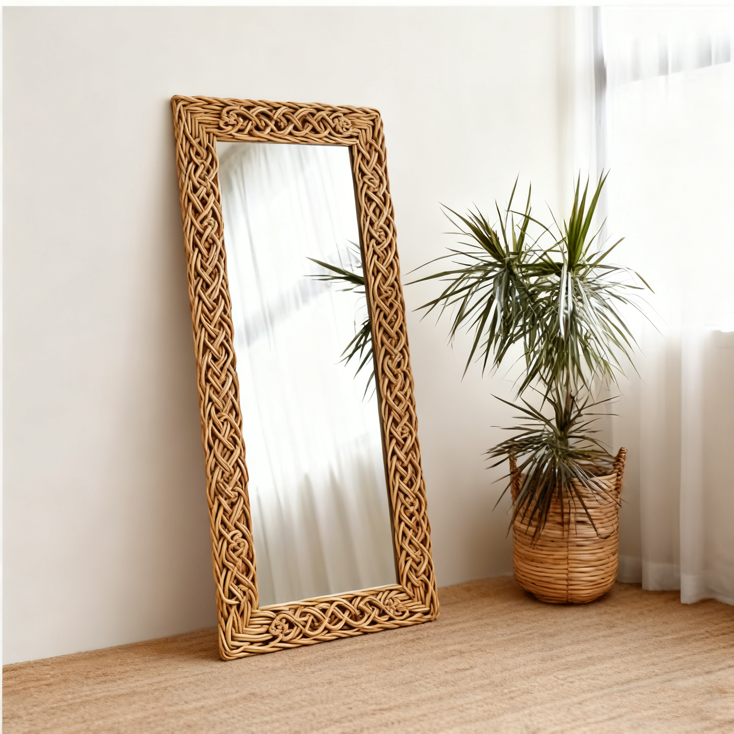 Manado Walnut Brown Carved Mirror - 80cm x 180cm