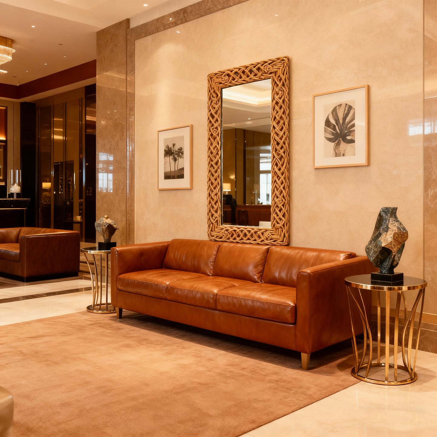 Manado Walnut Brown Carved Mirror - 80cm x 180cm