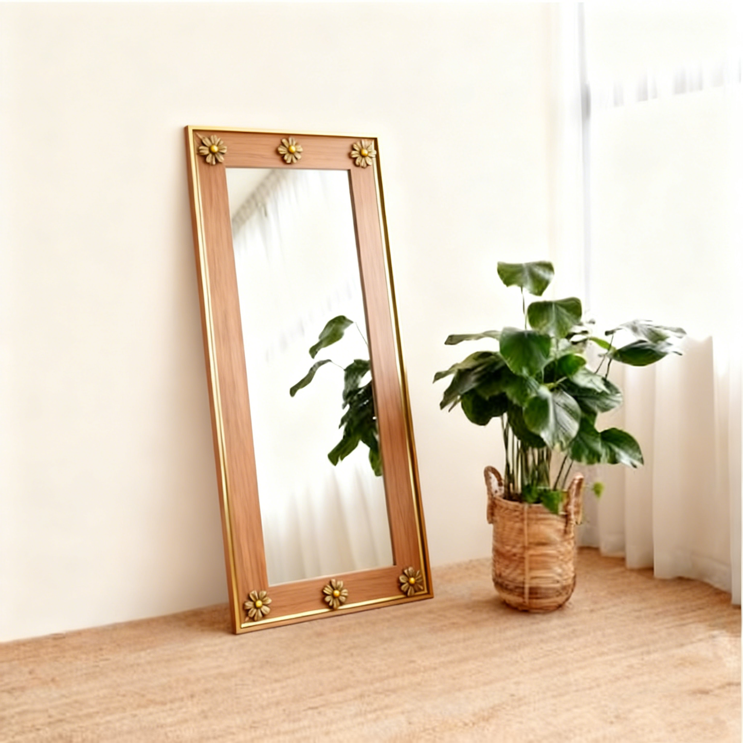 Manado White Washed Carved Mirror - 80cm x 180cm