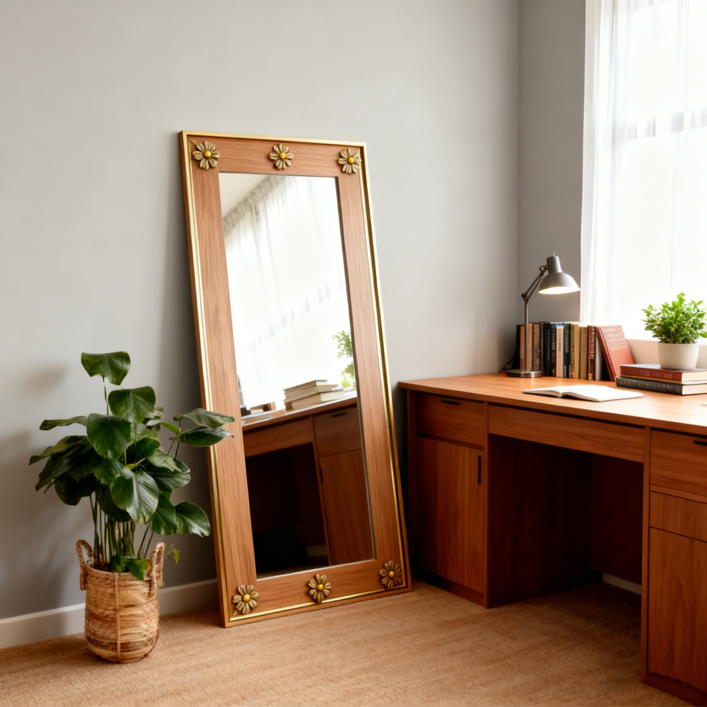 Manado White Washed Carved Mirror - 80cm x 180cm