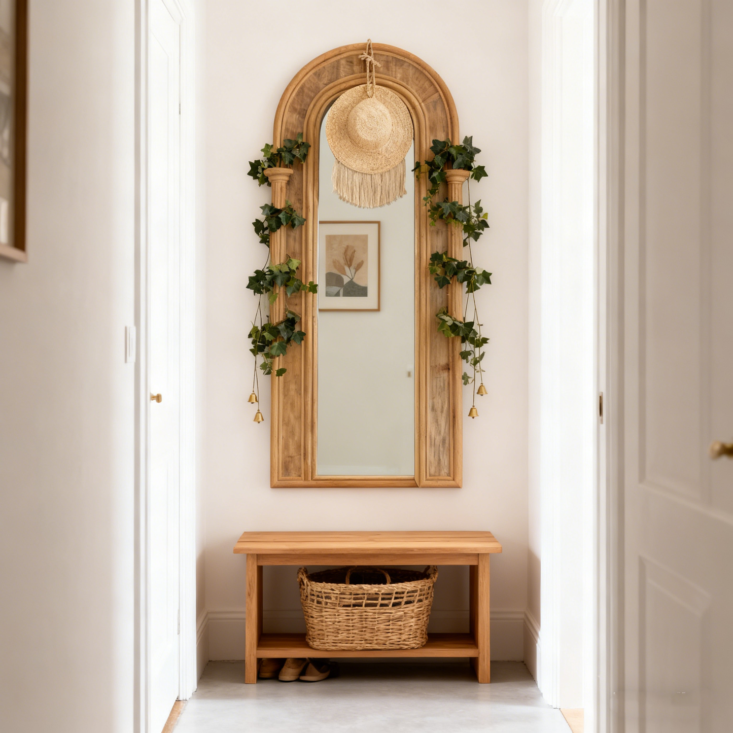 Tulum Rattan Arched Mirror - Natural