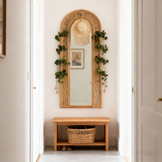 Tulum Rattan Arched Mirror - Natural