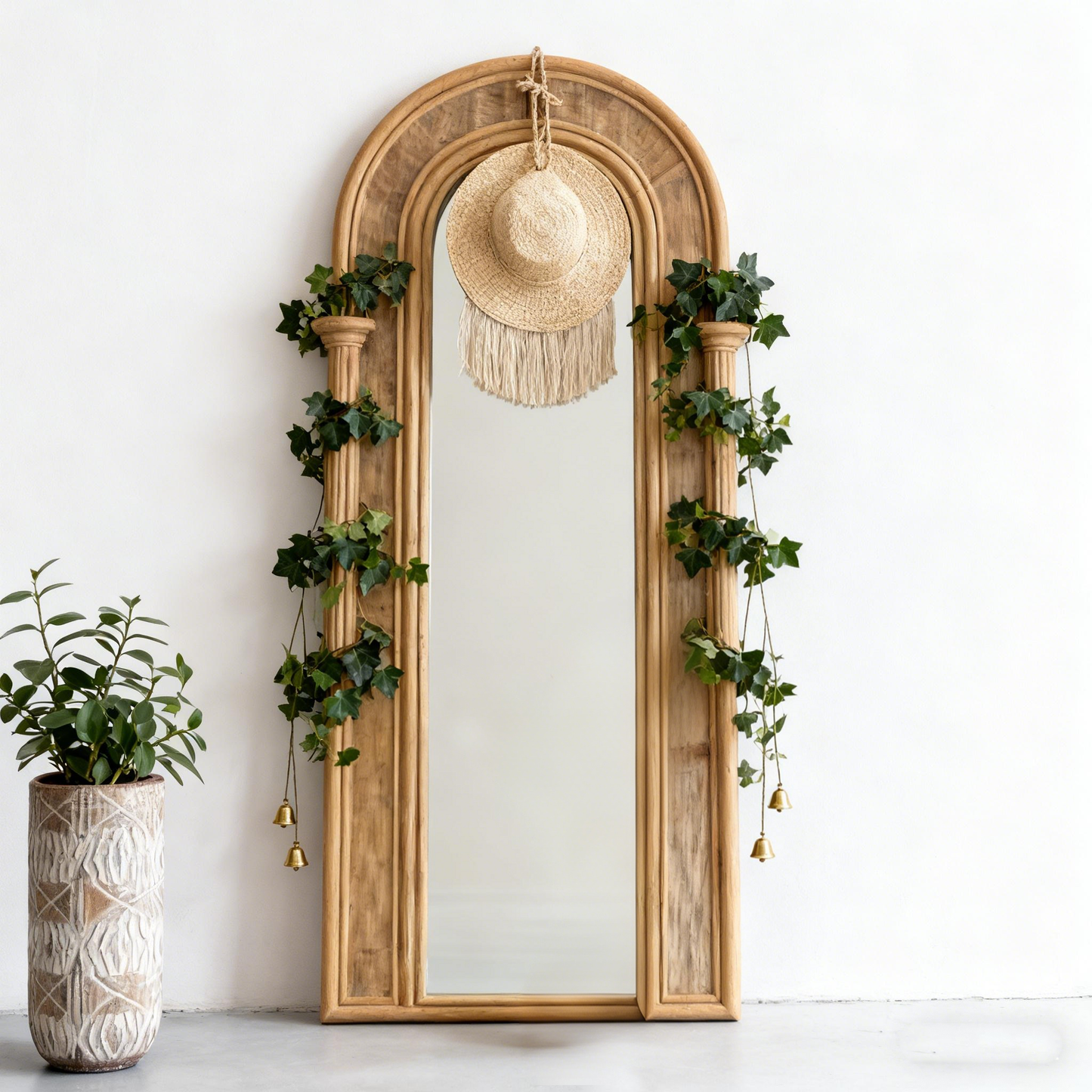 Tulum Rattan Arched Mirror - Natural