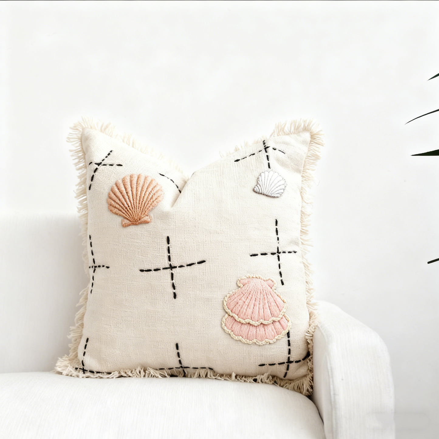 Lalabella Cross-Stitch Seashell Pillowcase - 55cm x 55cm