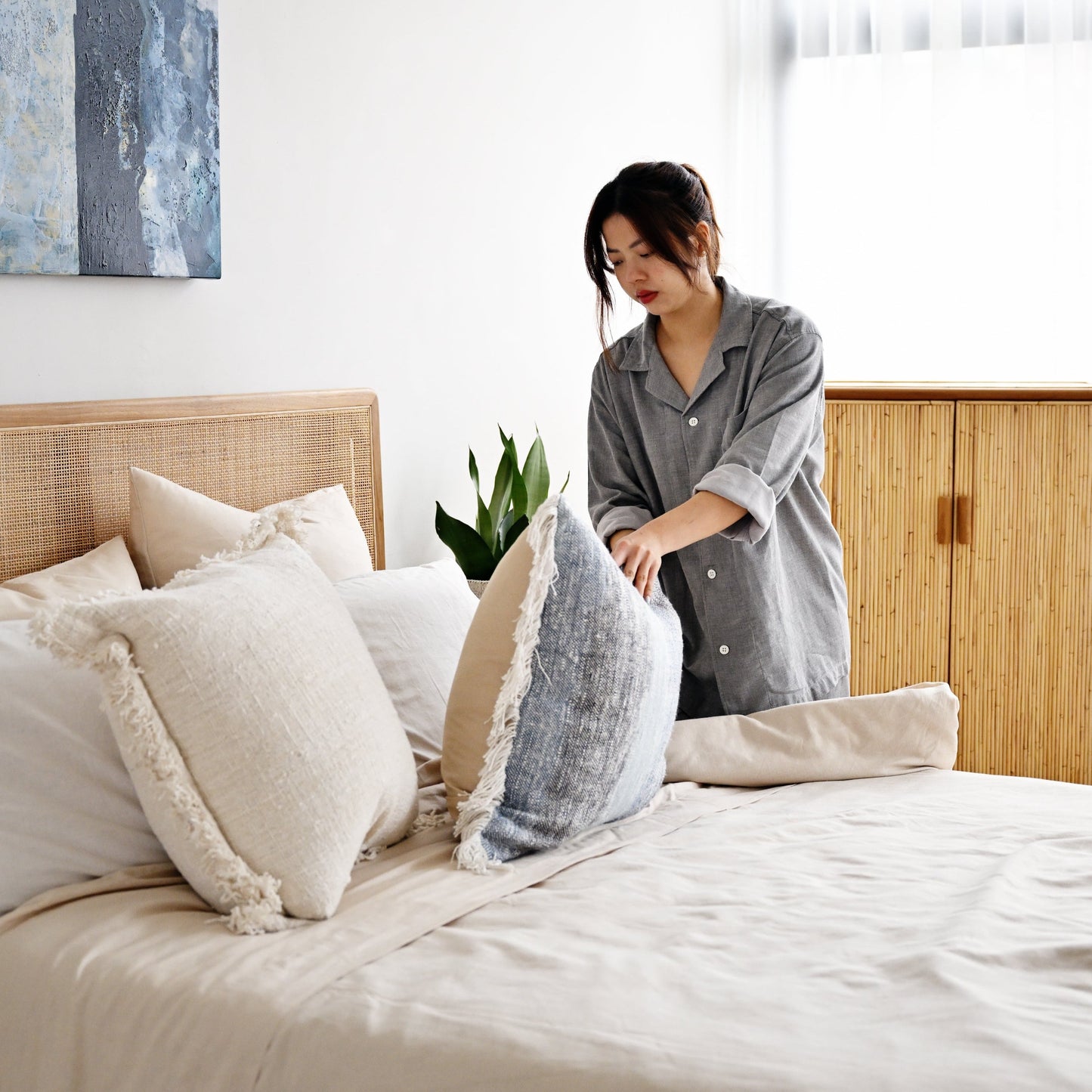 Kaeya Blue Cushion Cover - 55cm x 55cm