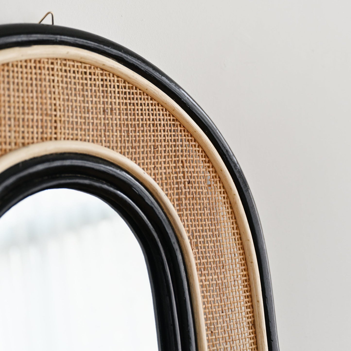 Tulum Rattan Arched Mirror - Black