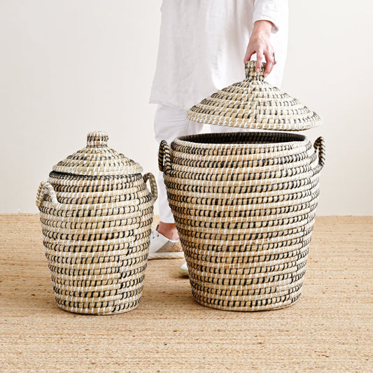 Motka Striped Basket - Black Natural