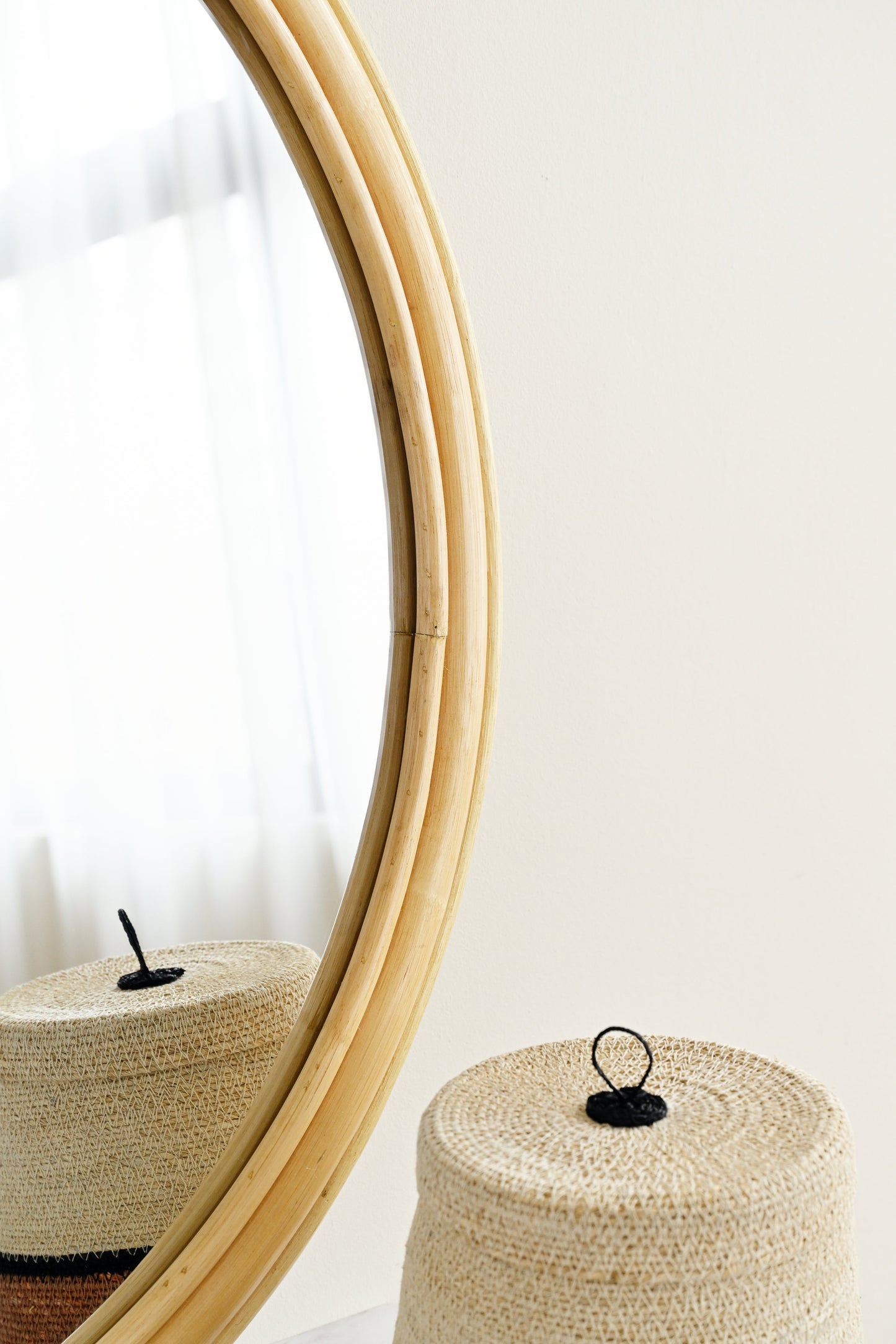 Natural Round Rattan Mirror