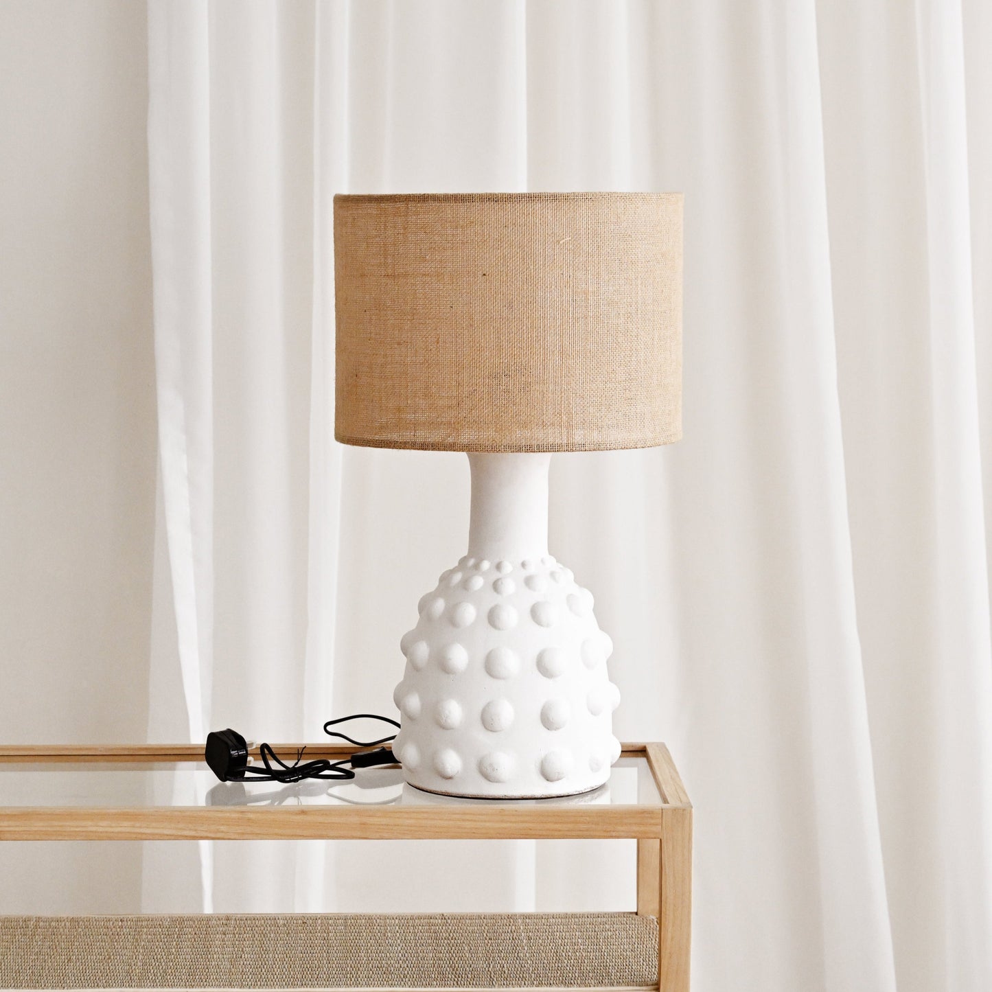 White Dots Terracotta Table Lamp