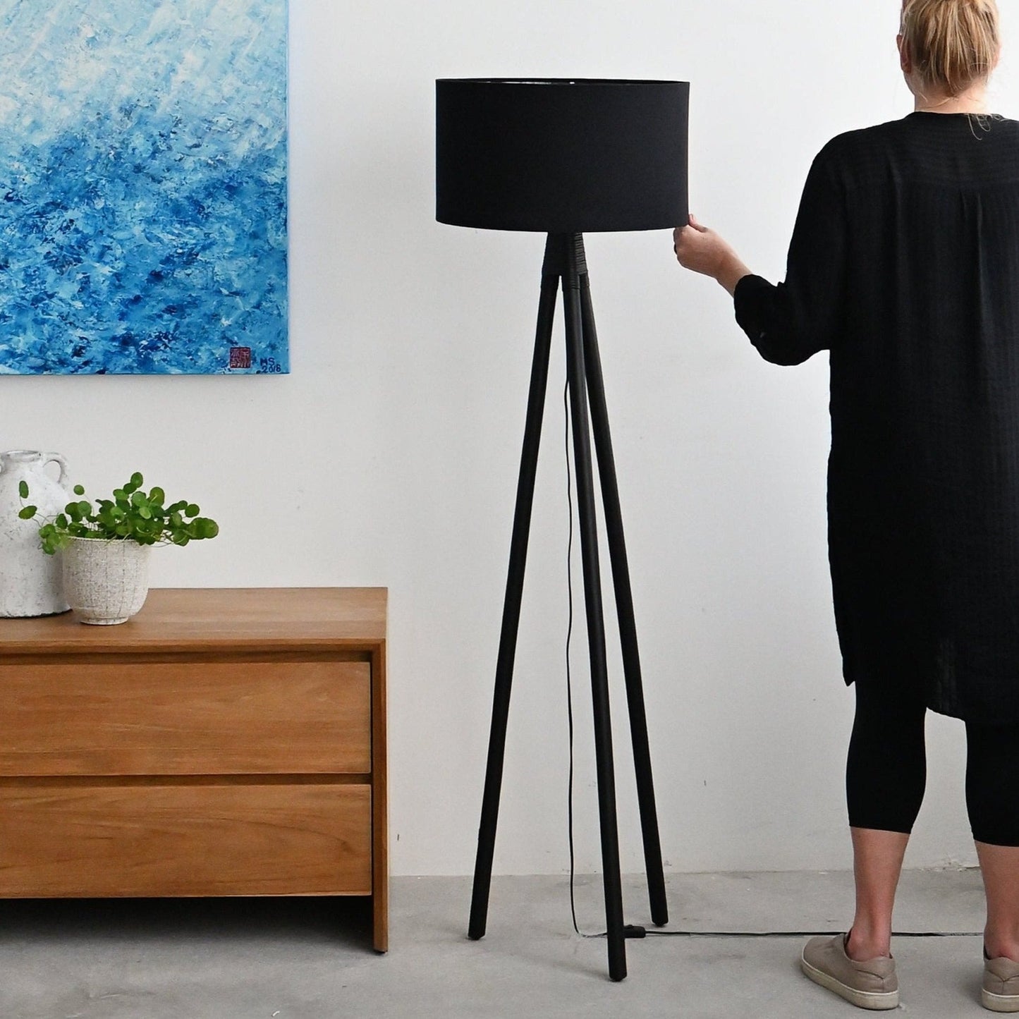 Lime Standing Lamp - Black