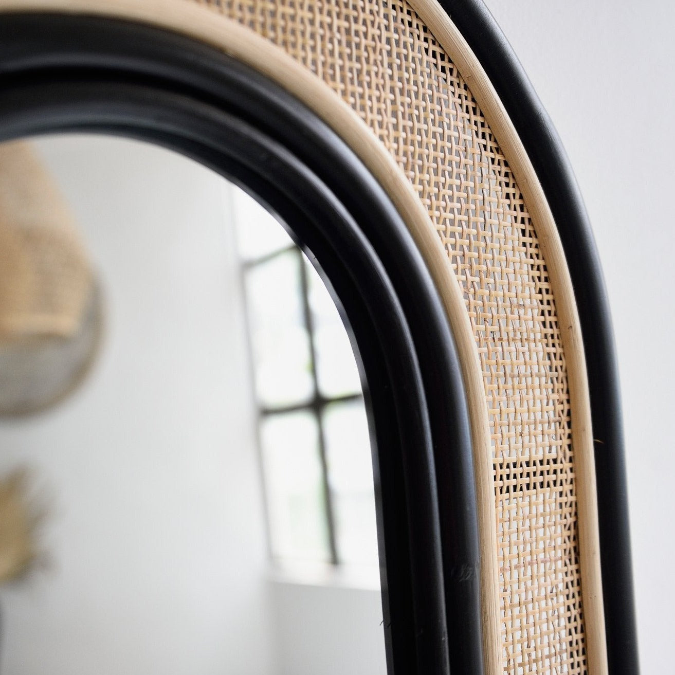 Tulum Rattan Arched Mirror - Black